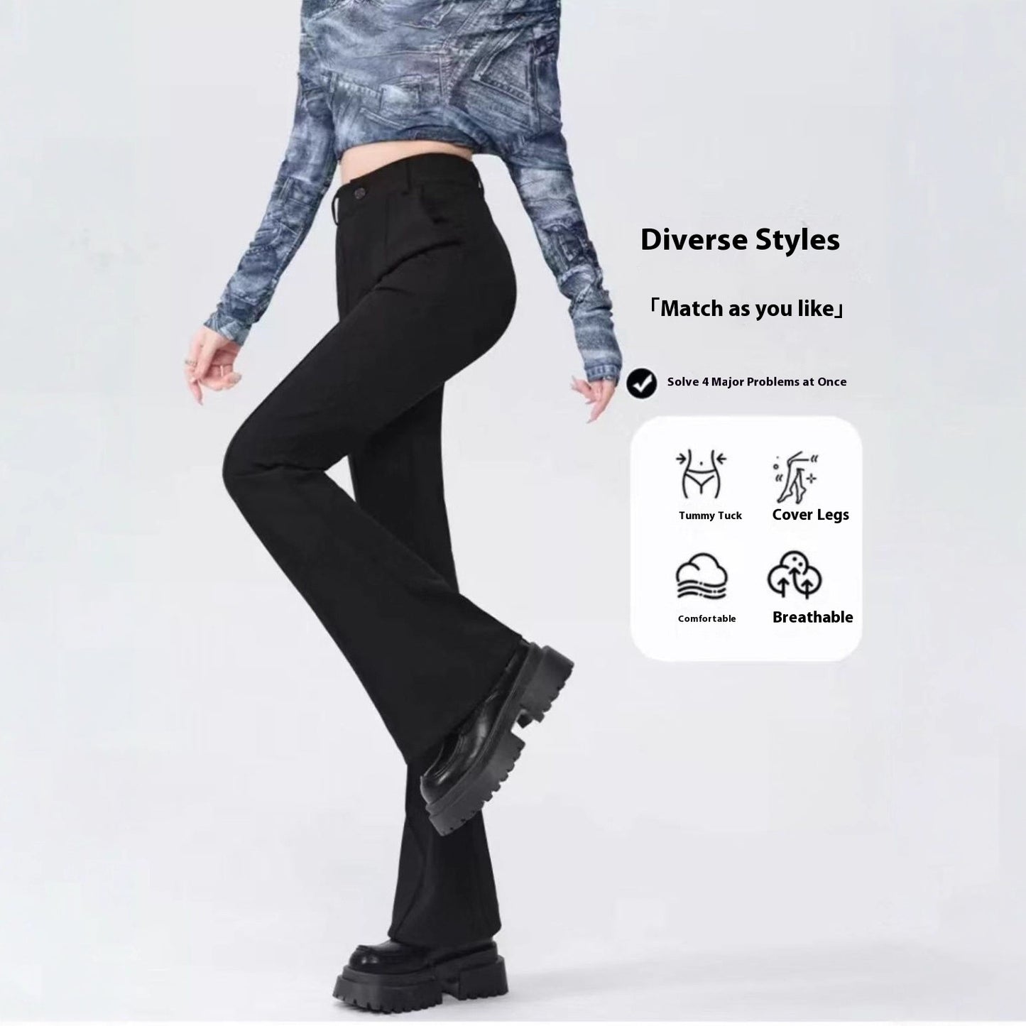Women's High-Waist Anti-Wrinkle Flared Bootcut Pants