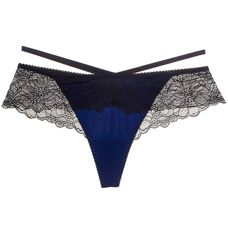Women's Ice Silk Low-Waist Briefs with Lace Straps
