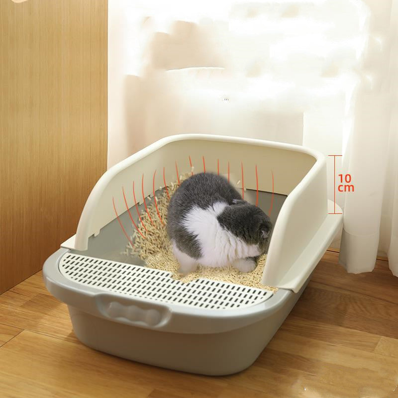 Semi-Enclosed Cat Litter Box with Deodorizing Design