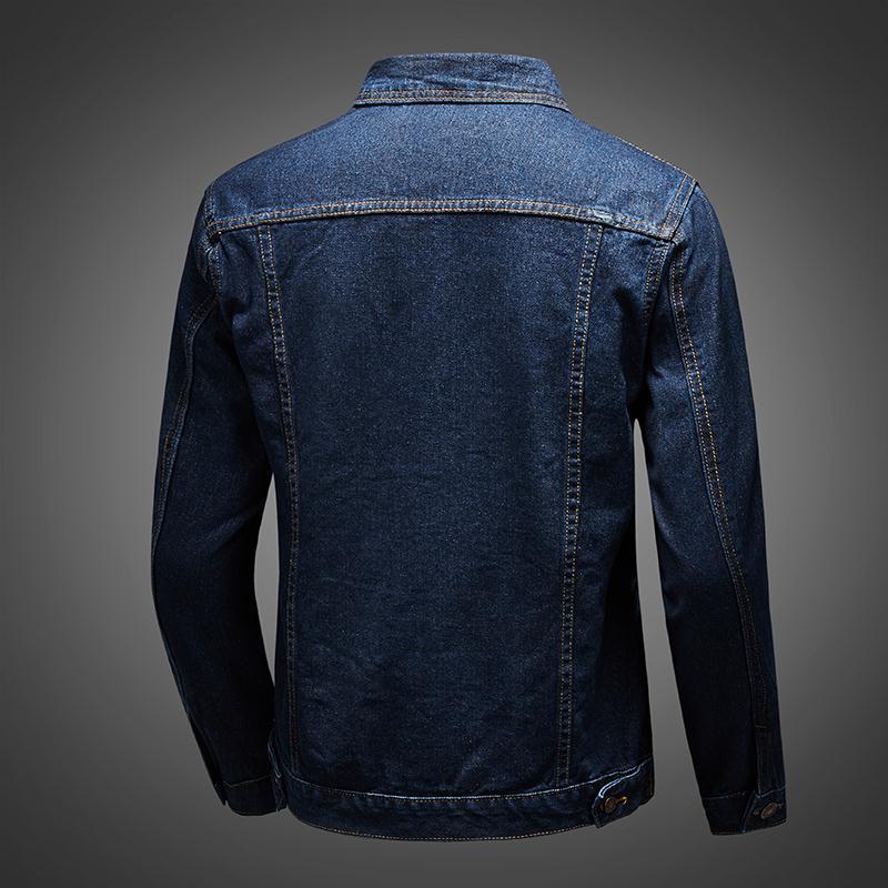 Men's Dark Blue Vintage Denim Jacket – Slim Fit Casual Jean Coat