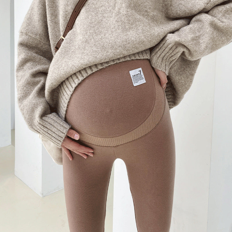 Women's Warm Cotton Maternity Leggings – Fall & Winter, 4 Colors, Sizes M–XL