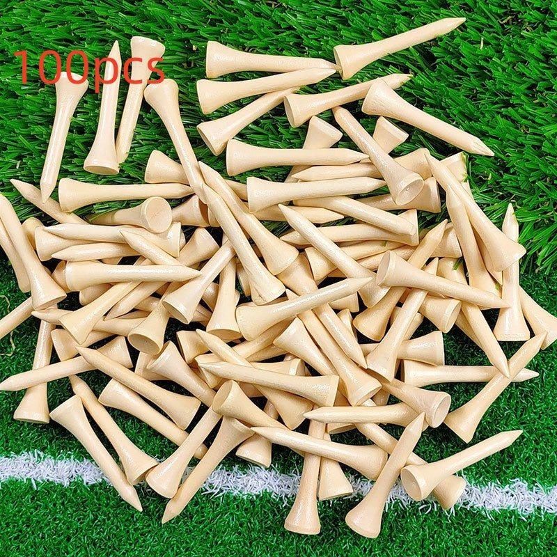 Wooden Golf Tees – 100-Pack, 4 Sizes (42mm–83mm), Mixed Color & Varnish Finish