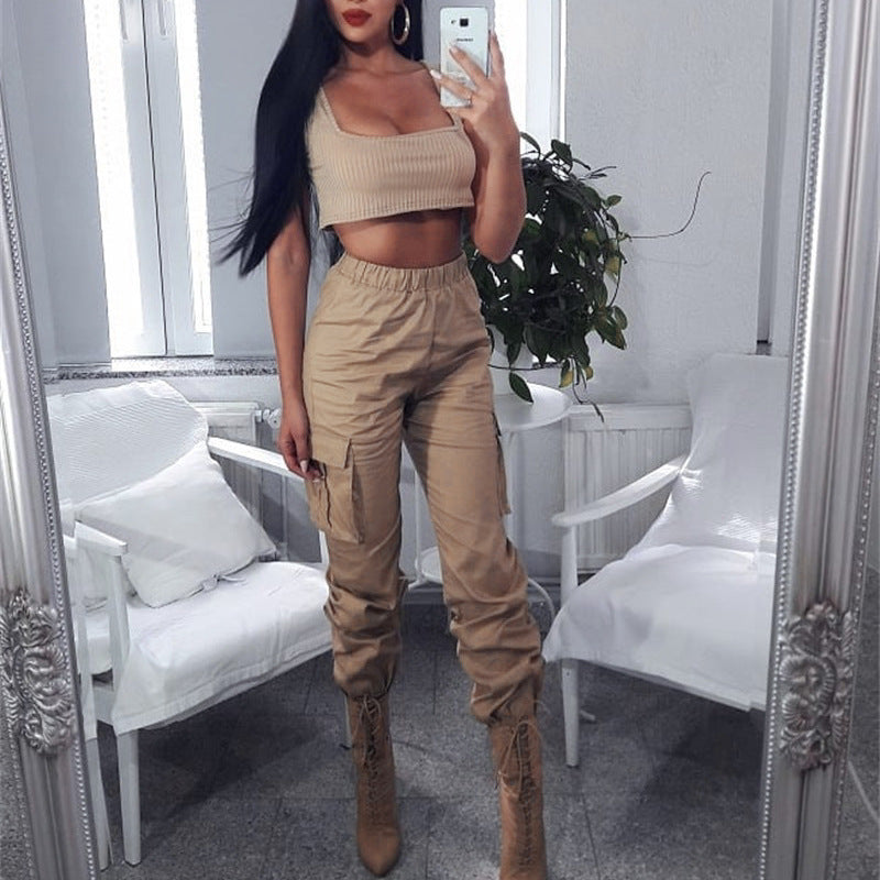 Women's Solid Color Casual Cotton Overalls
