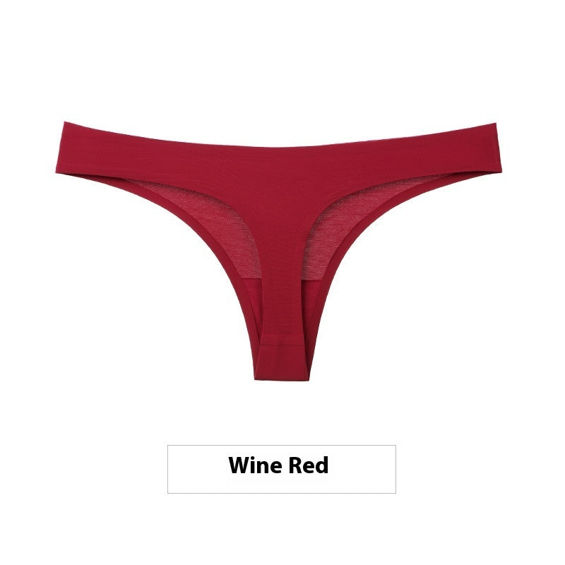 Women's Ice Silk Seamless Thong Underwear – No-Show Low-Rise T-Back | M–XXL