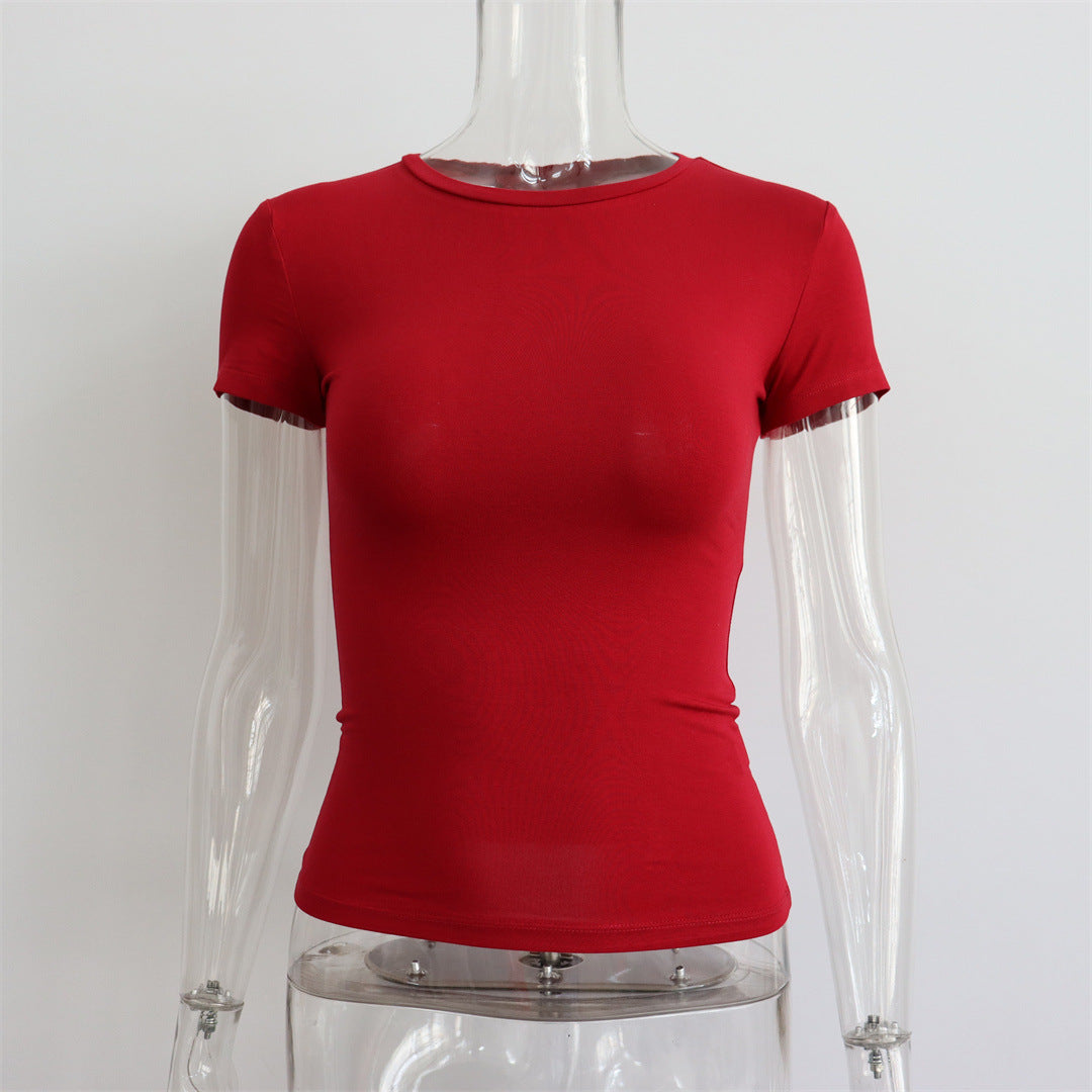 Women's Modal Round Neck Slim Fit T-Shirt – 10 Colors, Short Sleeve Street Style (S-L)