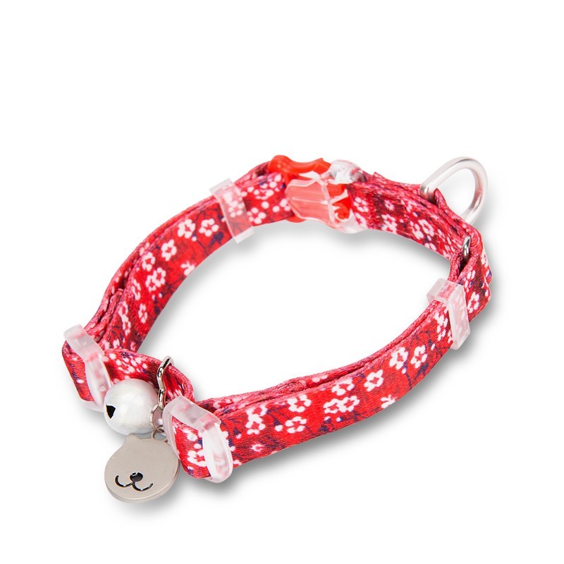 Floral Print Cat Collar with Bell – Adjustable, Soft & Secure