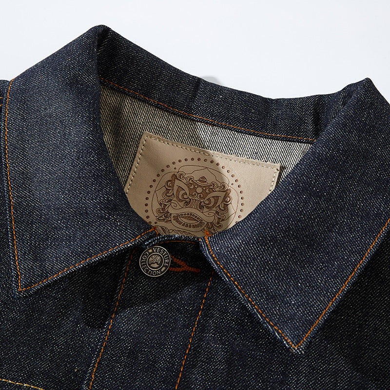 Men's Retro Loose Fit Cotton Jacket – Red Edge Denim Coat