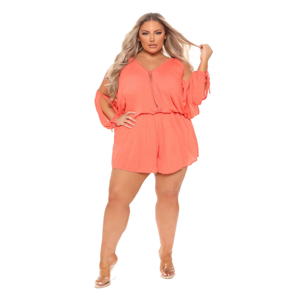 Women's Loose Doll Sleeve Casual Jumpsuit – Solid Color Plus Size XL–5XL