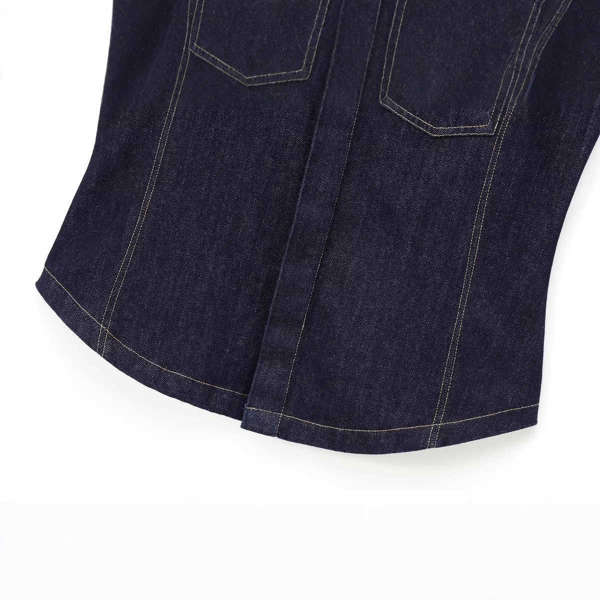 Women's Sleeveless Denim Lapel Shirt – String Detail Street Style
