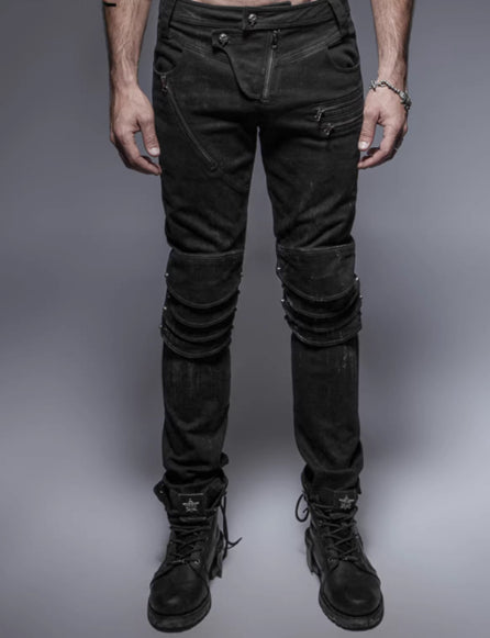 Men's Motorcycle Denim Jeans – Swinging Knee Steampunk Armor Style