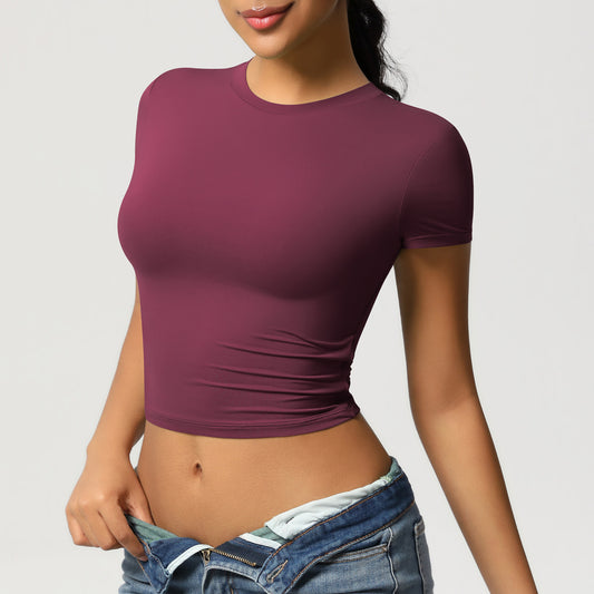 Women's Quick-Dry Tight Workout Top – Short Sleeve Athletic Shirt