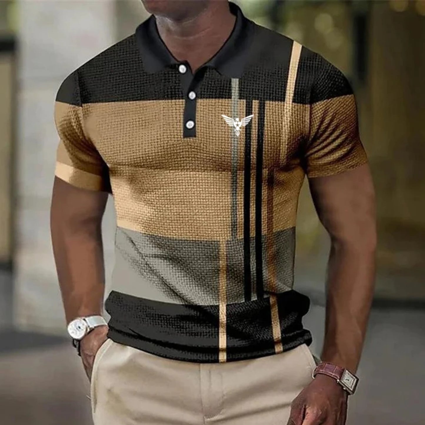 Men's Short Sleeve Plaid Polo Shirt – Slim Fit Summer Casual