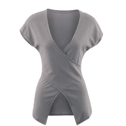 Women's Deep V-Neck Sleeveless Slim Fit Top – Elegant Office Style in White & Light Gray (S-XXL)