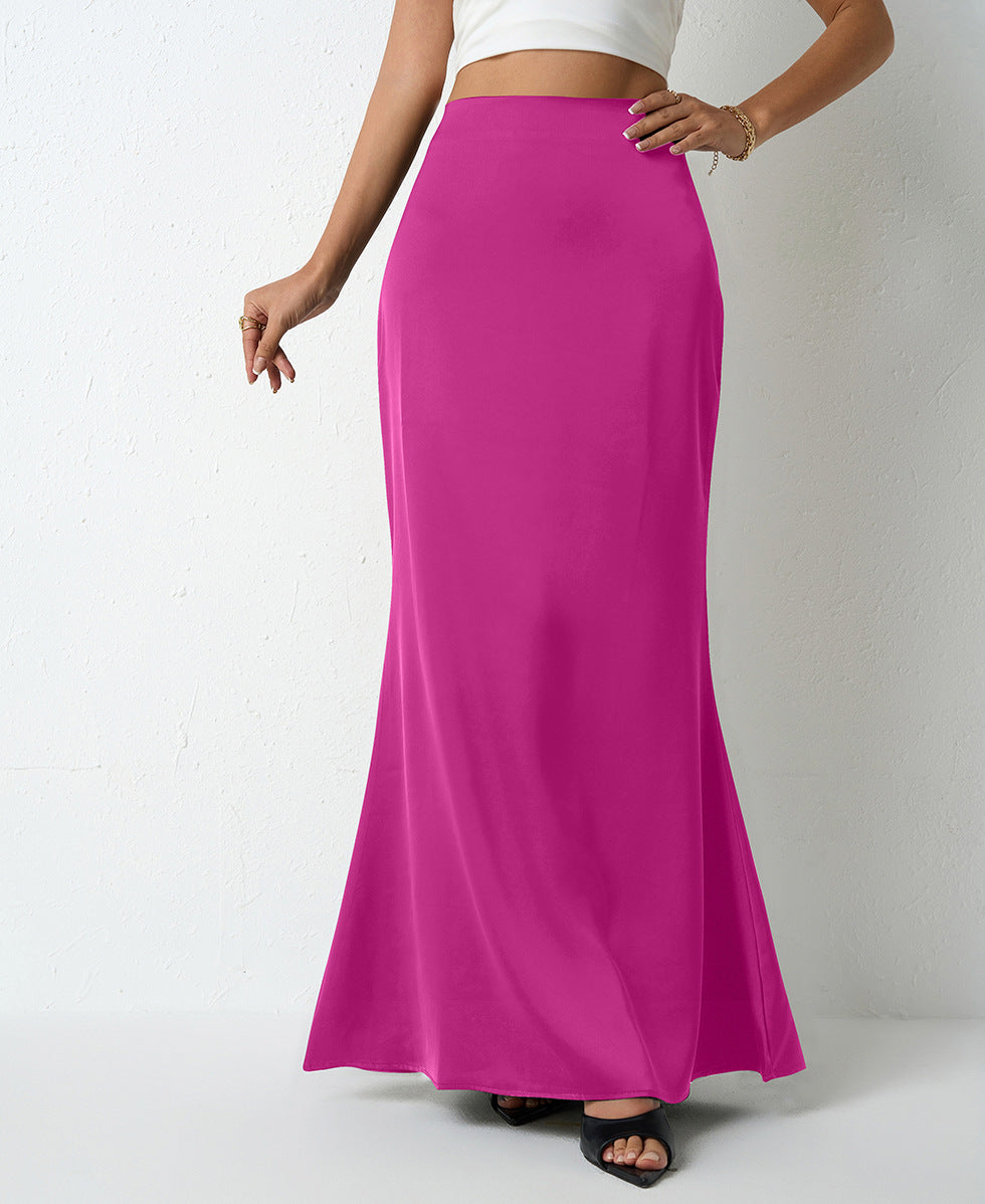Women's Elegant Satin Maxi Skirt – Flared A-Line Long Skirt in 21 Colors