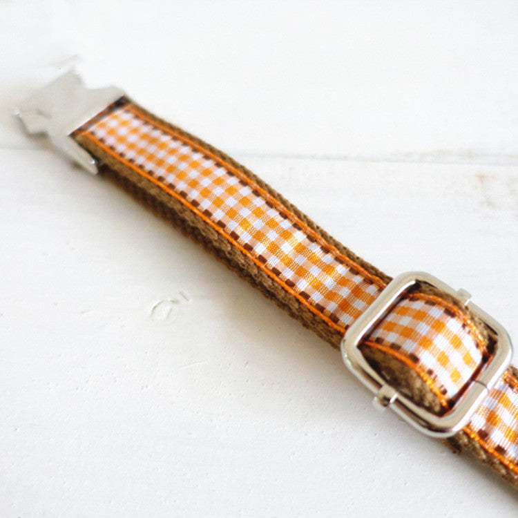 Plaid Dog Collar – British Style, Polyester, 5 Sizes (XS–XL)