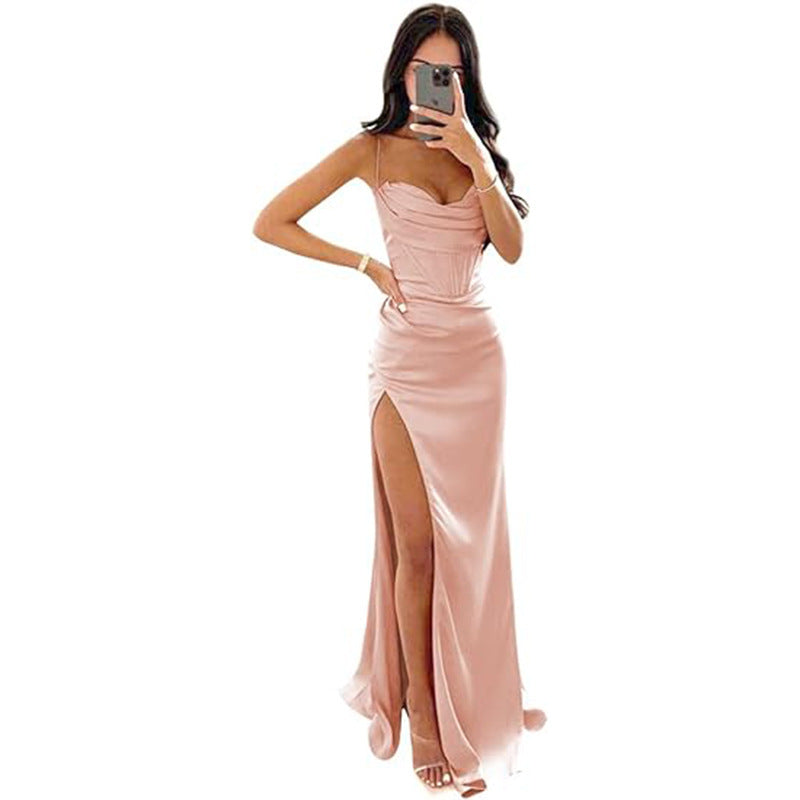 Women's Sleeveless Camisole Evening Dress – Elegant Wedding & Formal Maxi Gown