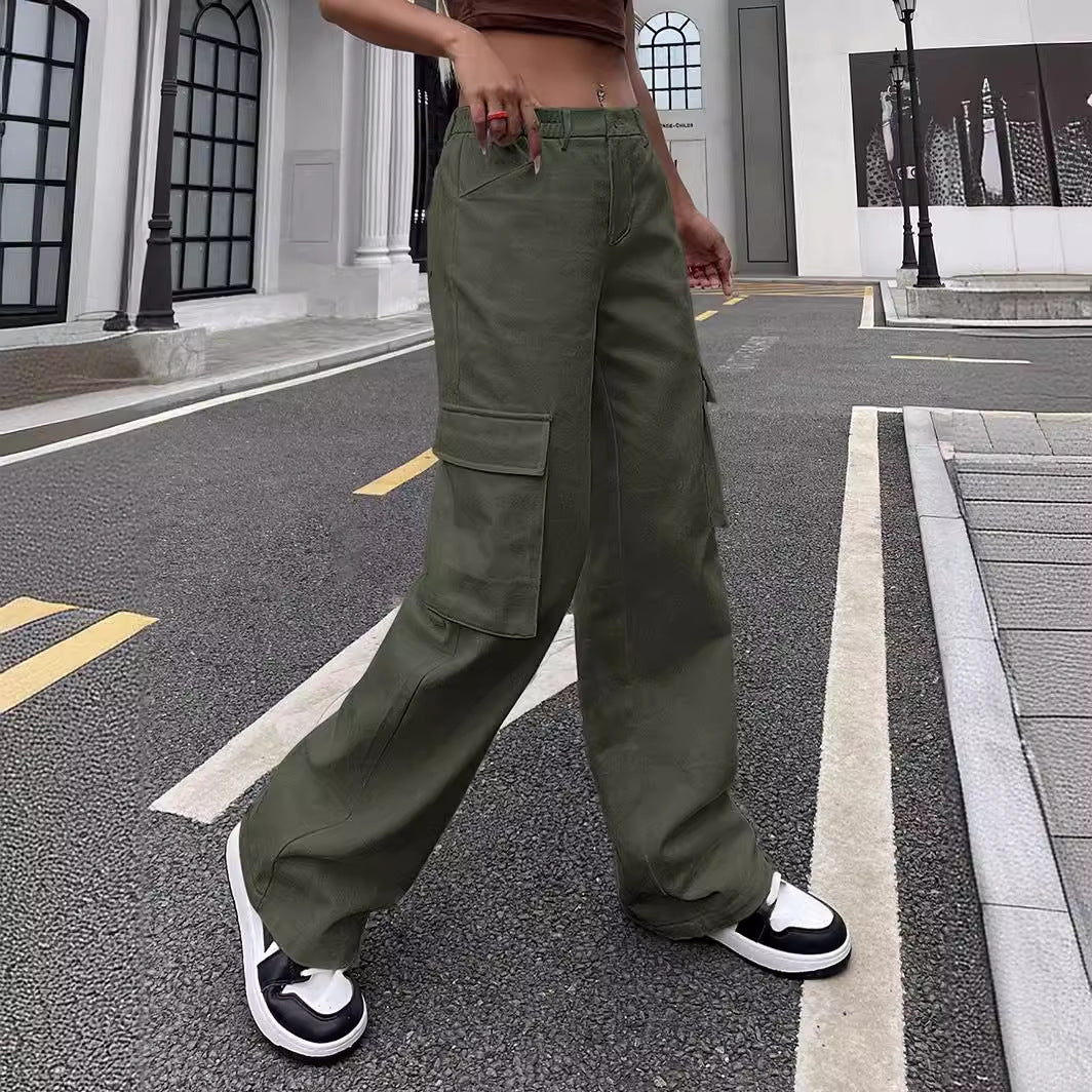 Women's Loose Casual Multi-Pocket Pants – Mid-Waist Cotton Trousers XS–4XL