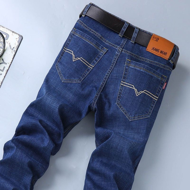 Men's Relaxed Straight Fit Stretch Denim Jeans – Black & Blue 28–40