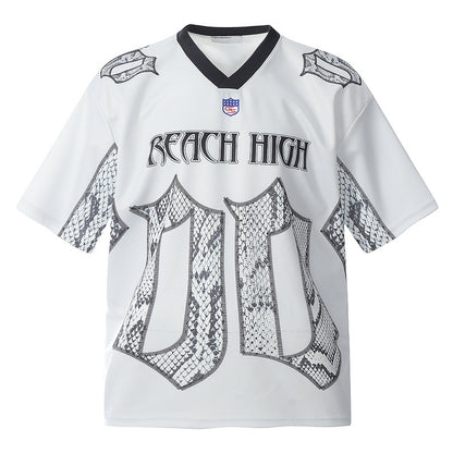 Women's Snake Print Mesh Drop-Shoulder Oversized Tee