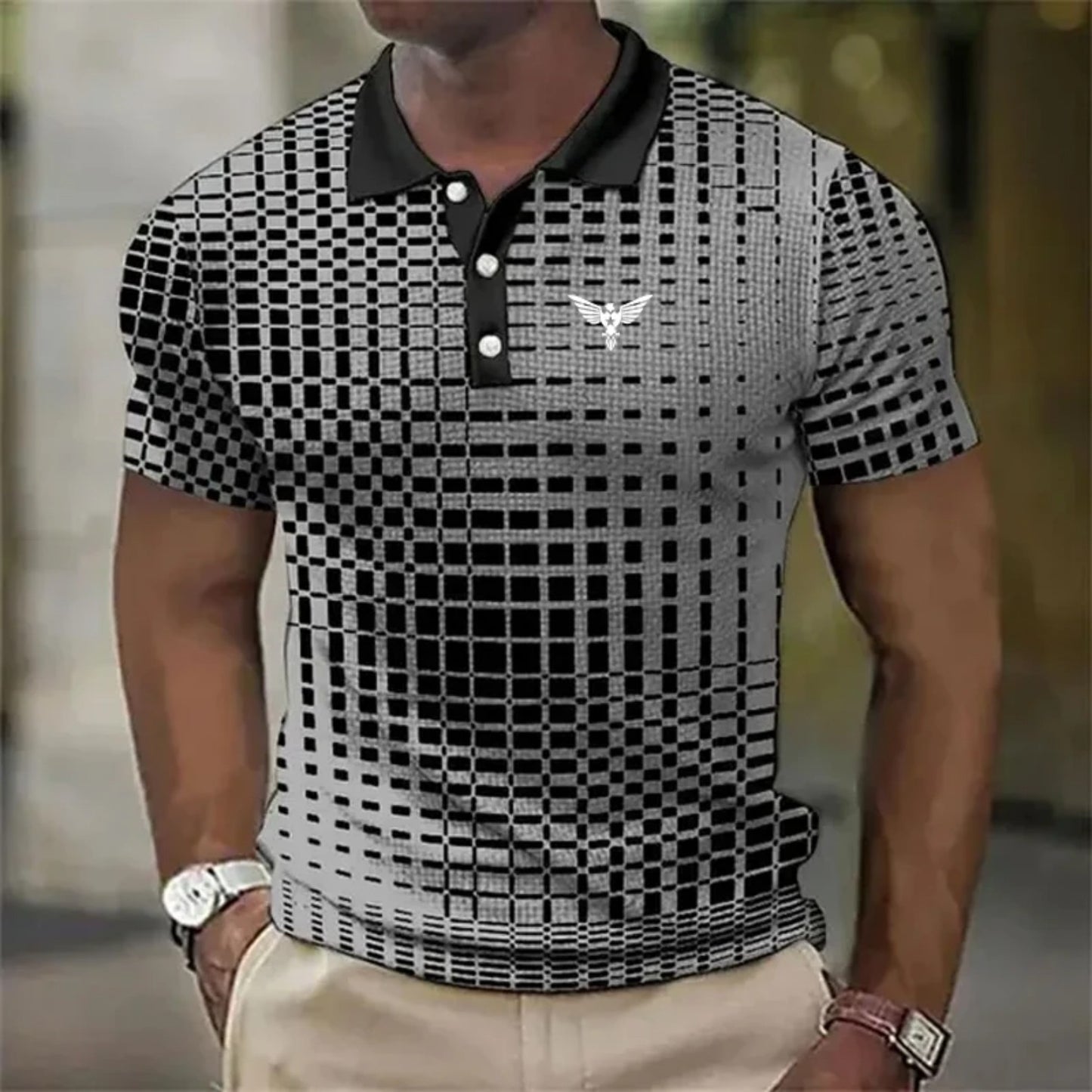 Men's Short Sleeve Plaid Polo Shirt – Slim Fit Summer Casual