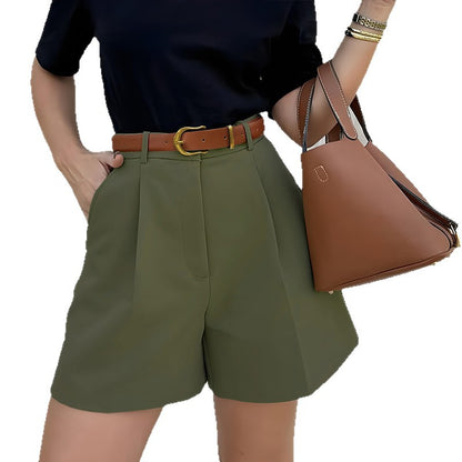 Women's High-Waist Loose Straight Bermuda Shorts – Elegant Commuter Style S–XL in 5 Colors