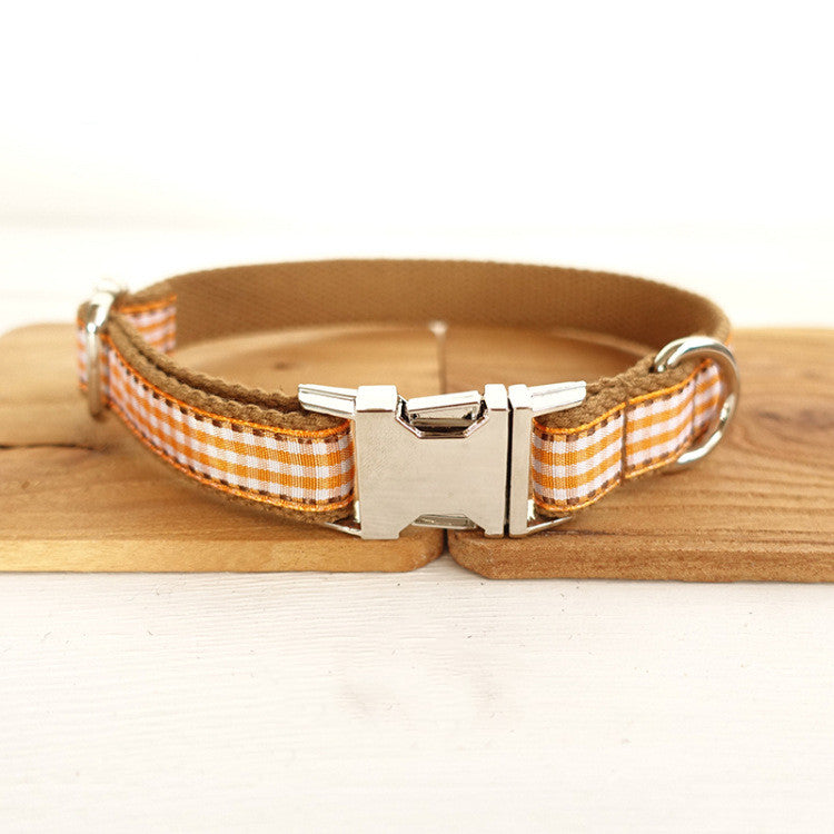 Plaid Dog Collar – British Style, Polyester, 5 Sizes (XS–XL)
