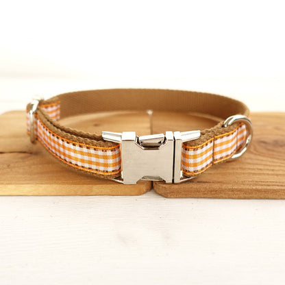 Plaid Dog Collar – British Style, Polyester, 5 Sizes (XS–XL)