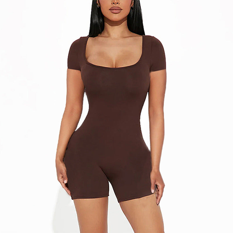 Women's Slim-Fit Sheath Jumpsuit – Three-Quarter Sleeve Bodycon S–2XL