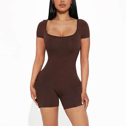Women's Slim-Fit Sheath Jumpsuit – Three-Quarter Sleeve Bodycon S–2XL