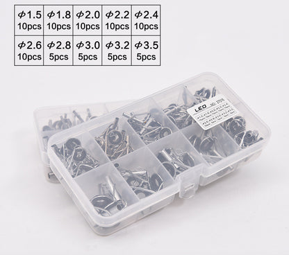 80-Piece Alloy Fishing Rod Guide Ring Set – Sea Rod Line Guide Rings (10-Grid Box)