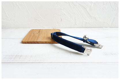 Double-Layer Soft Velvet Cat Collar – Navy Blue | S & L