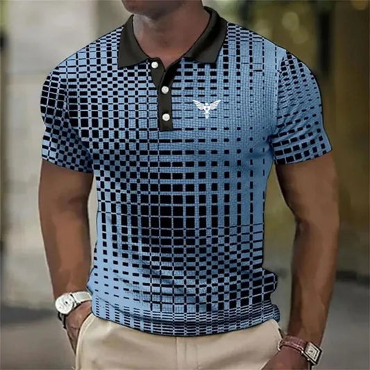 Men's Short Sleeve Plaid Polo Shirt – Slim Fit Summer Casual
