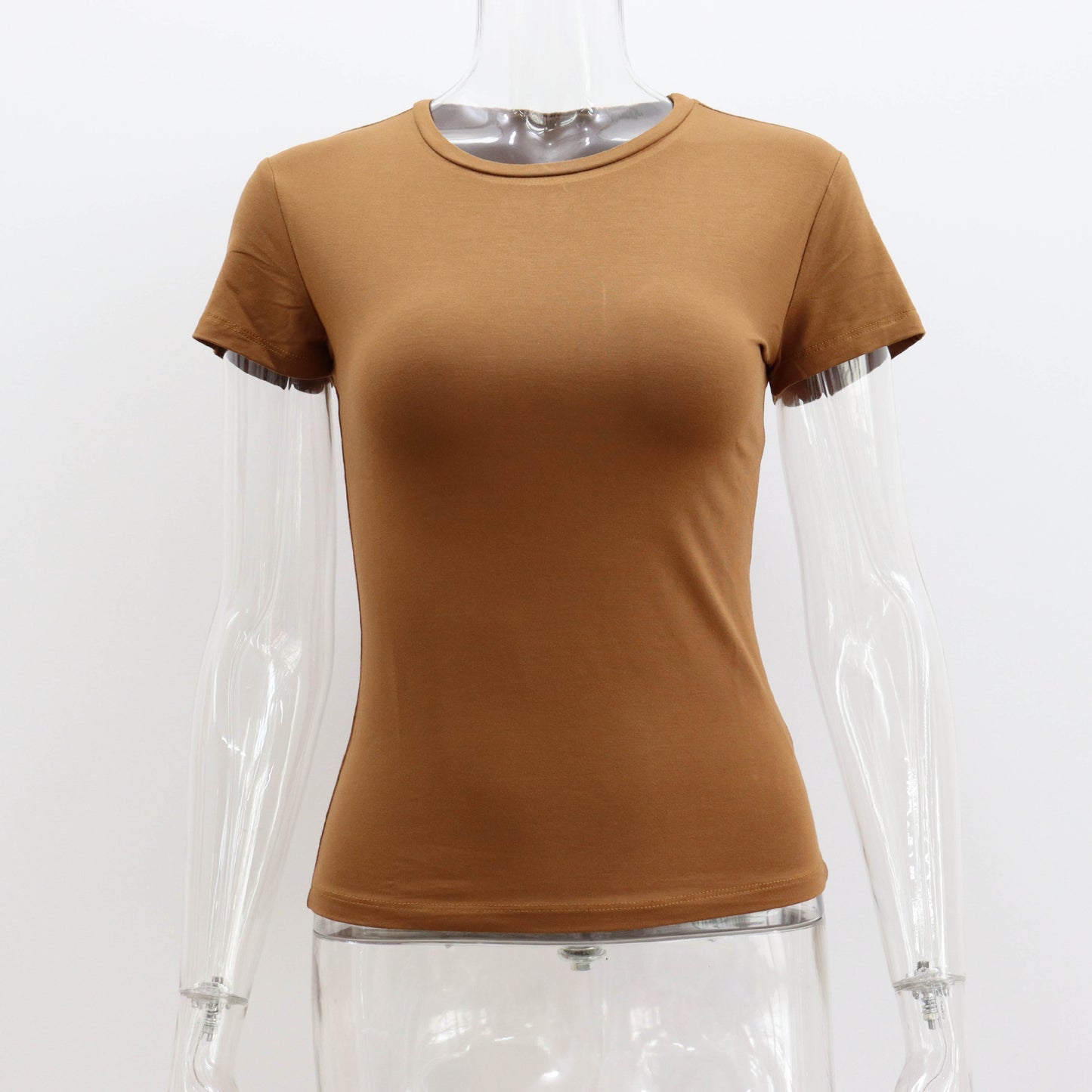 Women's Modal Round Neck Slim Fit T-Shirt – 10 Colors, Short Sleeve Street Style (S-L)