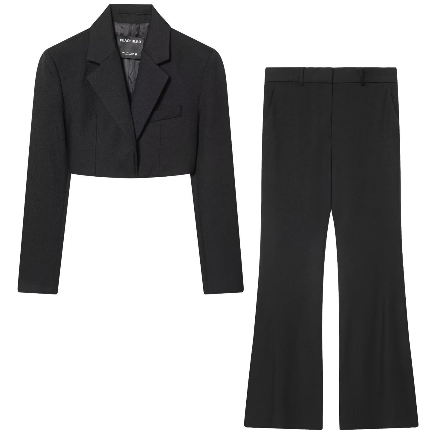 Women's Cropped Blazer & Flared Floor-Length Pants Set