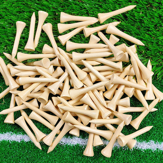 Wooden Golf Tees – 100-Pack, 4 Sizes (42mm–83mm), Mixed Color & Varnish Finish