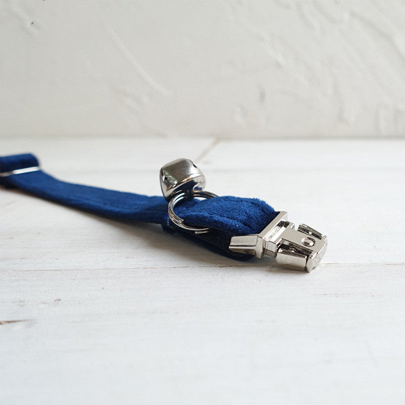 Double-Layer Soft Velvet Cat Collar – Navy Blue | S & L