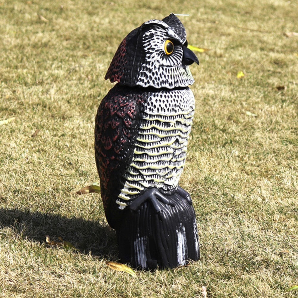 Realistic Owl Hunting Decoy – Electric 360° Rotating Head or Standard (16x15x38.5cm)