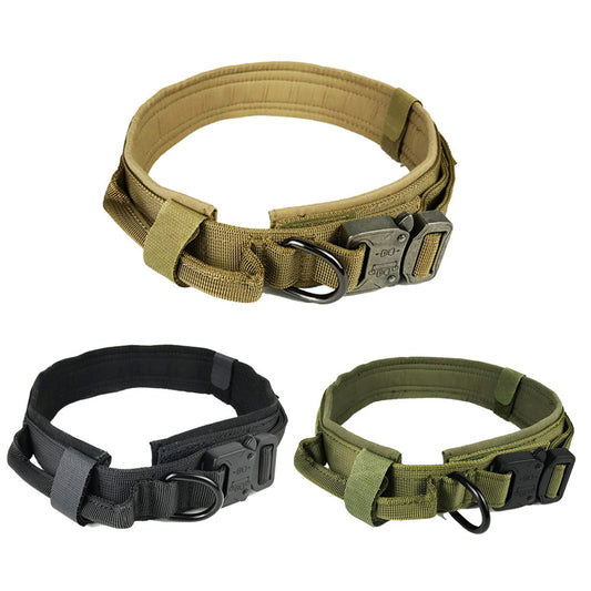 Tactical Dog Collar – 1000D Nylon, Double Buckle Safety | 4 Colors, M–XL