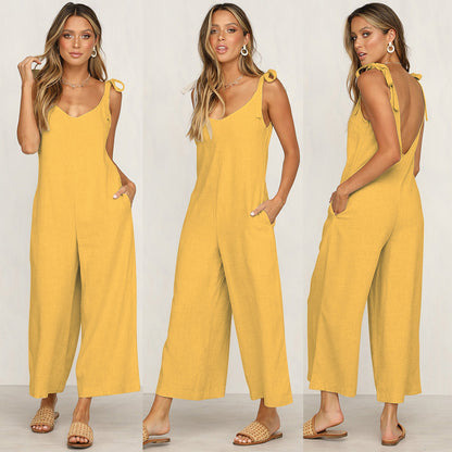 Women's High Waist Wide-Leg Overalls – Loose Fit Casual Pants