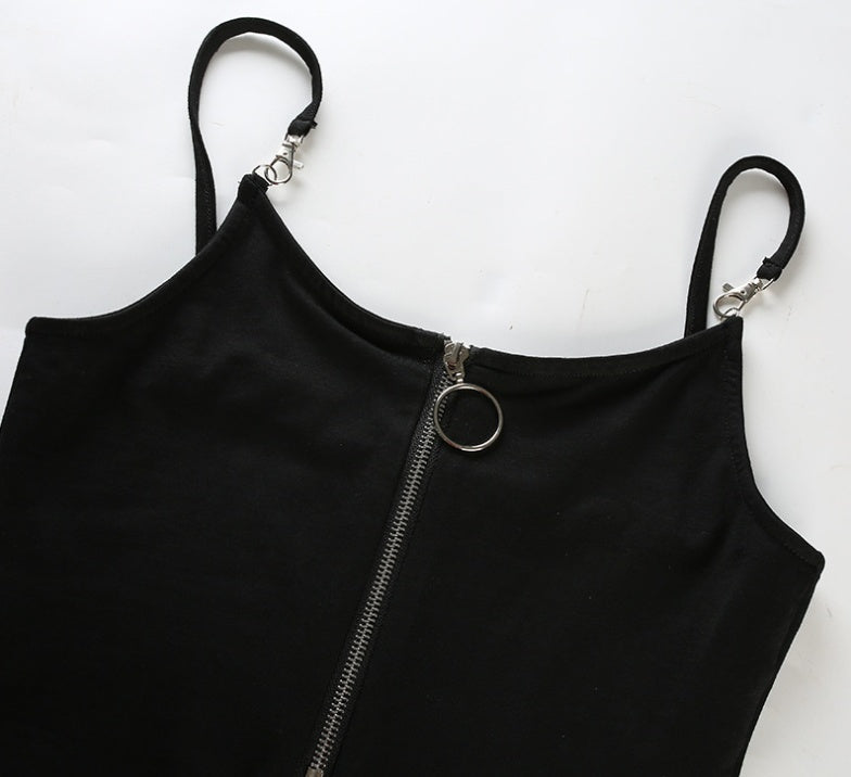 Women's Zipper Hook Body-Sculpting Bodysuit – Slim Fit Black