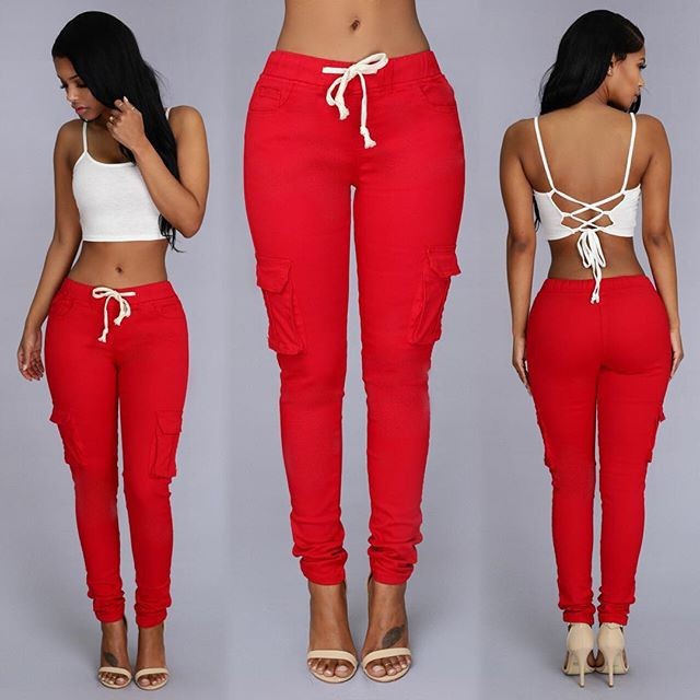 Women's Multi-Pocket Casual Cargo Pants – Mid-Waist Cotton Trousers