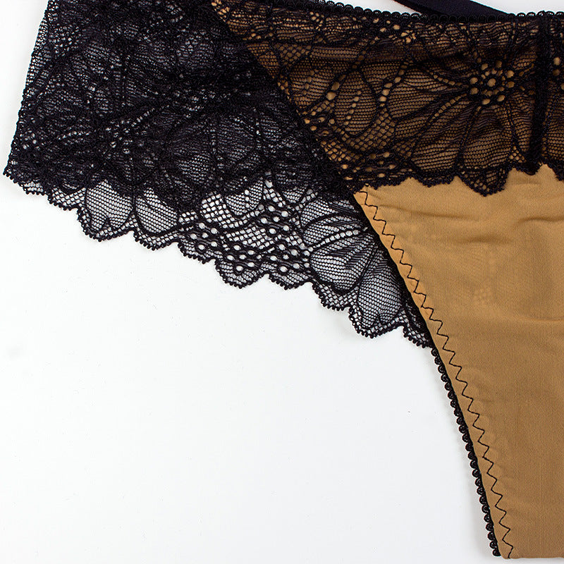 Women's Ice Silk Low-Waist Briefs with Lace Straps