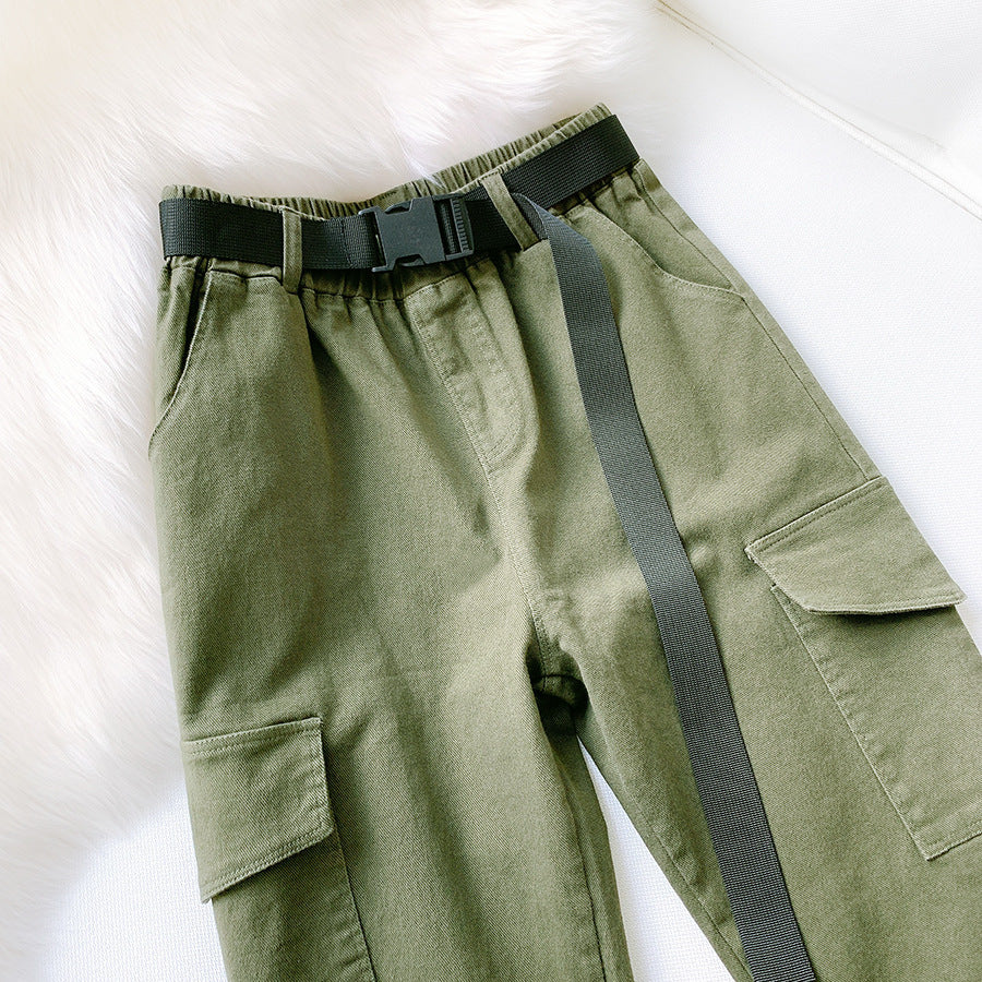 Women's High-Waist Multi-Pocket Straight-Leg Pants
