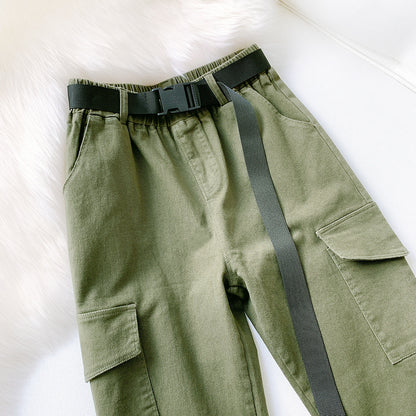 Women's High-Waist Multi-Pocket Straight-Leg Pants