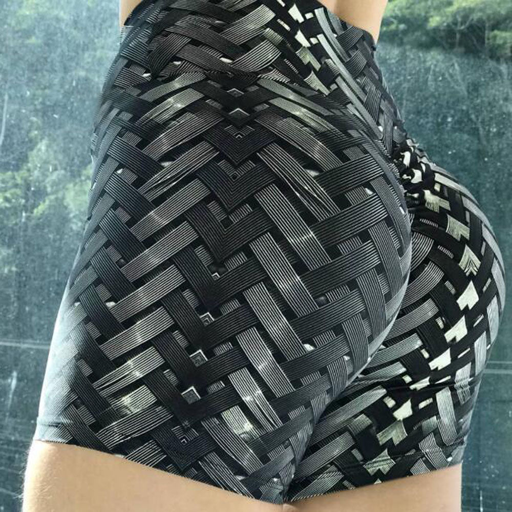 Women's High-Waist Digital Print Yoga Shorts – Skinny Fit Polyester-Spandex S–L