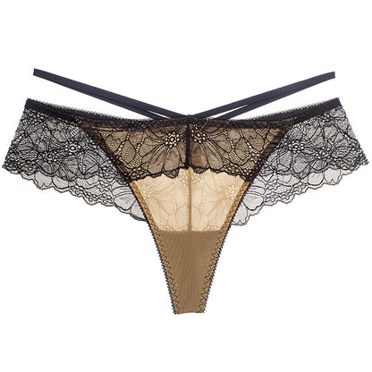 Women's Ice Silk Low-Waist Briefs with Lace Straps