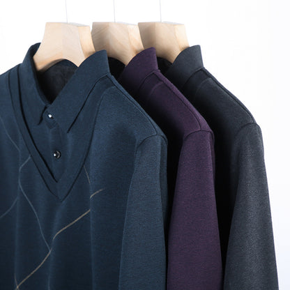 Men's Plaid Long Sleeve Layered-Look T-Shirt