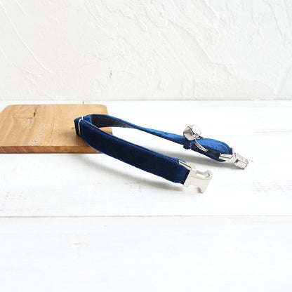 Double-Layer Soft Velvet Cat Collar – Navy Blue | S & L