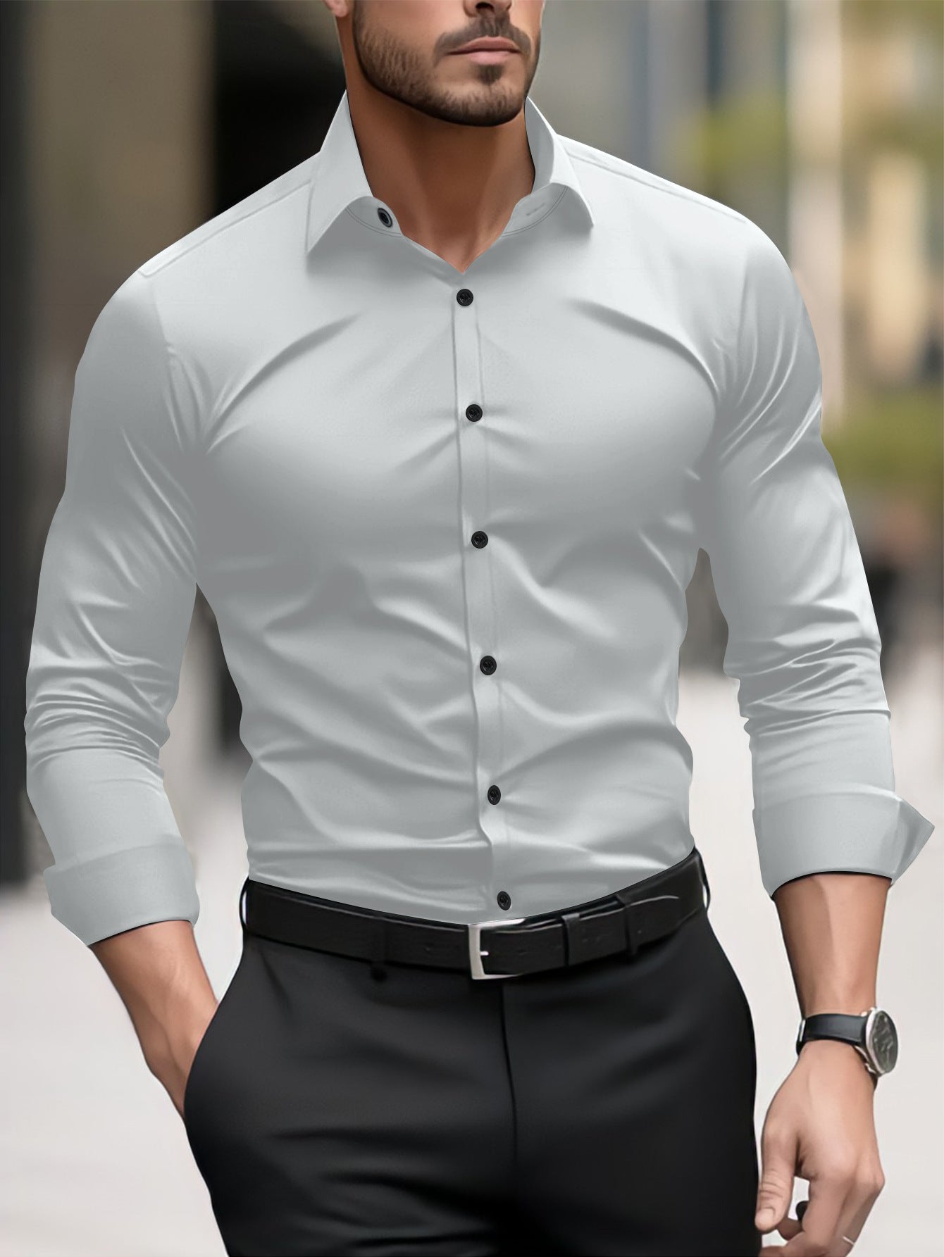 Men's Casual Long Sleeve Cardigan Shirt | Loose Fit Top