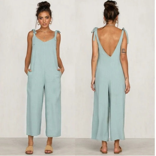 Women's High Waist Wide-Leg Overalls – Loose Fit Casual Pants